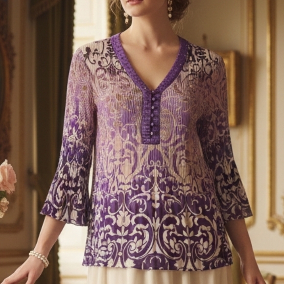 Dress Barn Tops - Dress Barn 1X Y2K Romantic Whimsigoth Fairy Grunge Boho Barocque Plisse Tunic